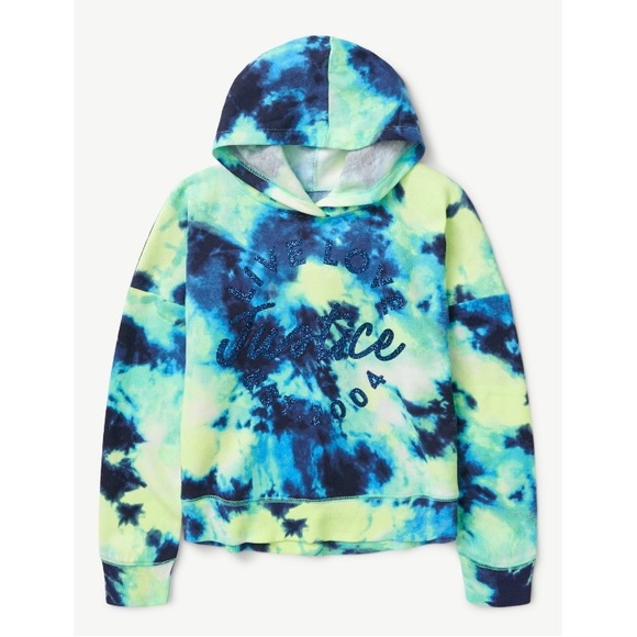 Justice Girls EDF Fleece Hoodie Jogger Set with glitter logo; size: L, XL Plus - Picture 2 of 6